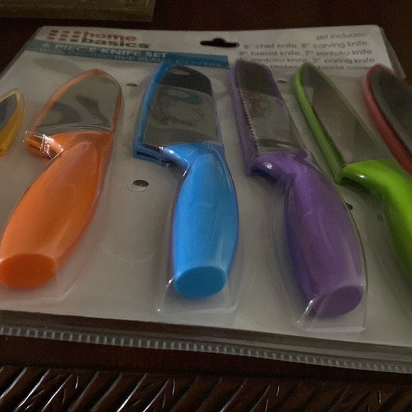 Stainless Steel Knife Set with Colorful Slip Covers - Picture 6 of 6